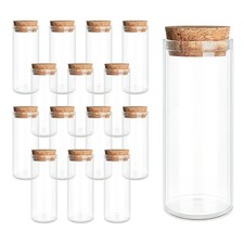 15-Pack 40ml 1.35 oz Glass Bottles  Test Tubes with Cork Stoppers   for Sp...