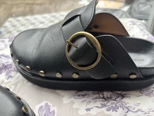 Isabel Marant Black Leather Studded Clogs Size 37