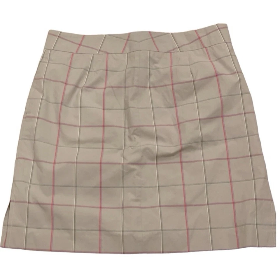 Mini-saia xadrez Barney’s NY forrada de golfe rosa bronzeado 10 Preppy nova com etiquetas - Imagem 3 de 4