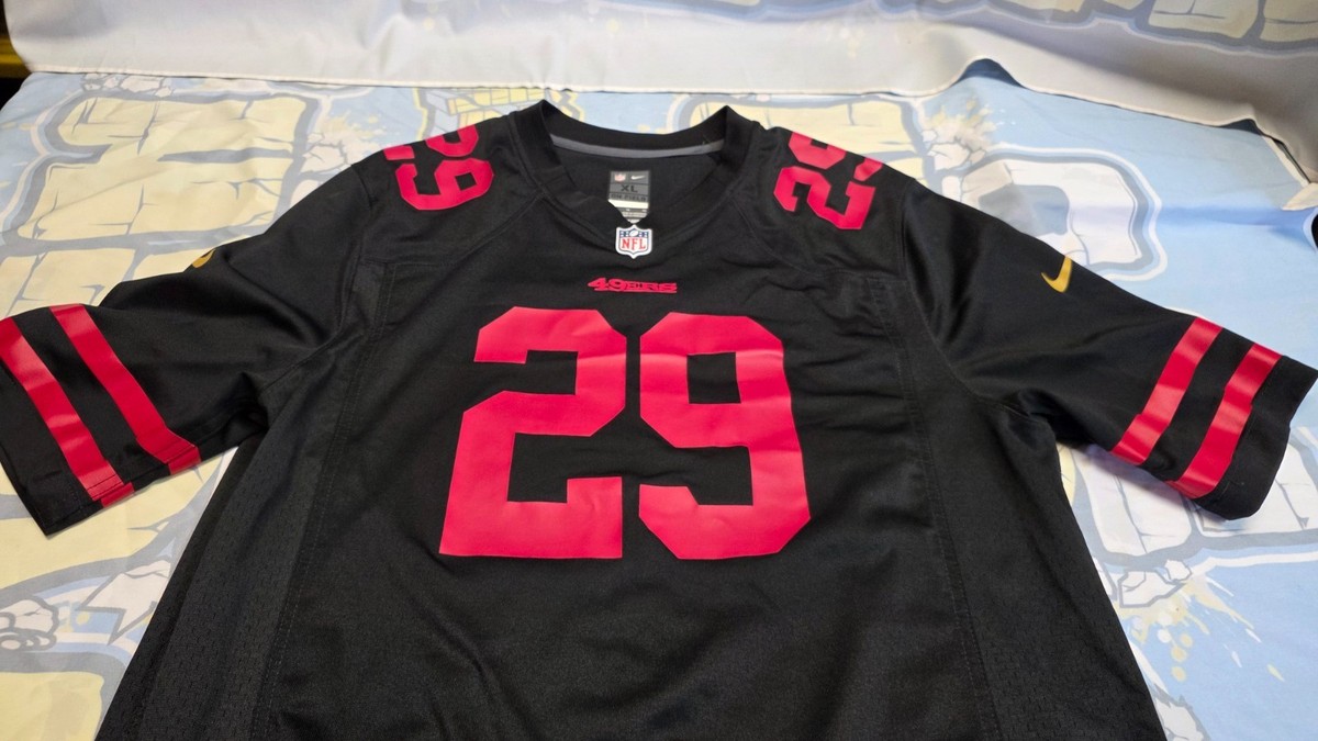 San Francisco 49ers Hufanga #29 On Field Jersey Black Red Mens XL