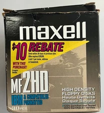 Maxell MF2HD DSHD 3.5" Floppy Diskettes Pre-Formatted 1.44MB 25 pack - Open Box