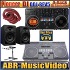Pioneer DJ DDJ-REV5 Controller, DM-40D Monitors, HDJ-CUE1BT Headphone, Laptop St