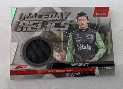 Topps 2024 Finest F1 Zhou Guanyu Stake Sauber Raceday Relics RDR-ZHO /99