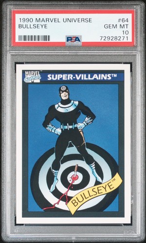 1990 PSA-10 - Bullseye  Impel Marvel Universe #64 Super-Villians