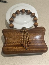 Statement Acacia Wood Handbag 8” X 5”  Excellent!