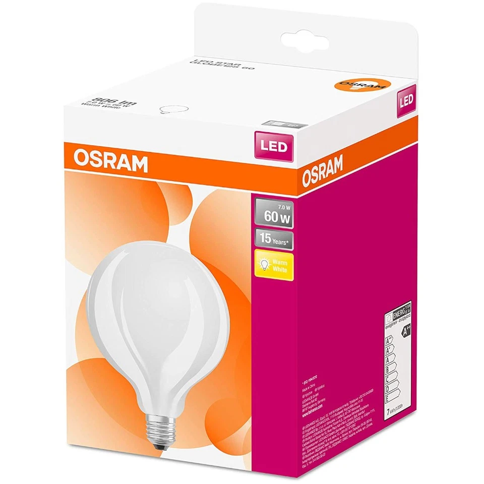 Osram LED Filament Lampe G125 Globe 7W = 60W E27 matt opal 809lm warmweiß 2700K - Bild 2 von 2