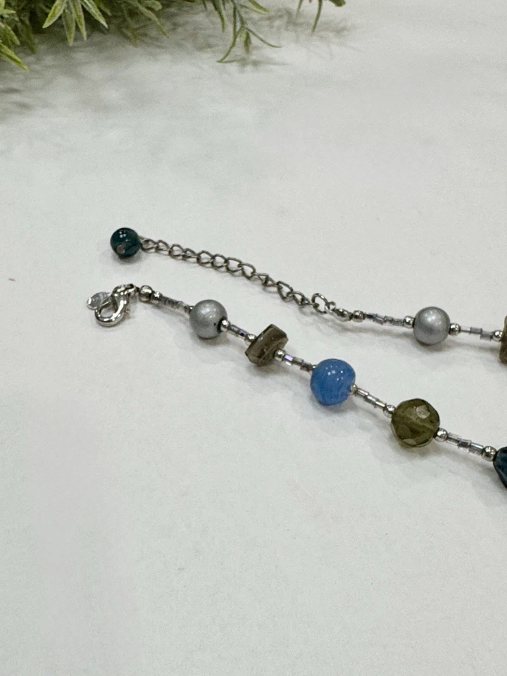 Conjunto de collar pulsera y pendientes Premier Designs junto al lago cuarzo genuino azul Foto 4 de 4