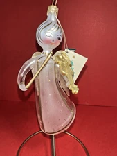 VINTAGE SOFFIERIA DE CARLINI BLOWN GLASS Angel With Violin ORNAMENT ITALY w/tag