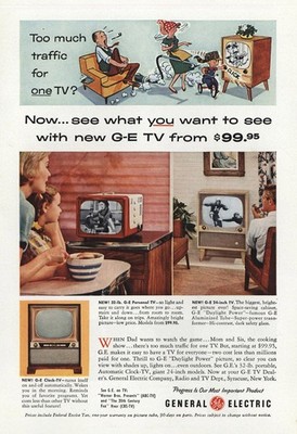 1955 General Electric GE TV: Too Much Traffic Vintage Print Ad