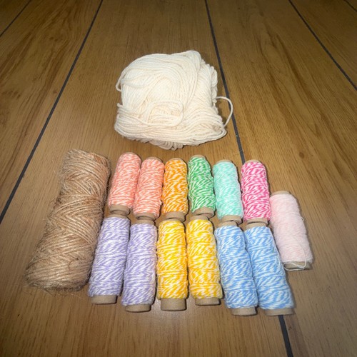 Assorted Bakers Twine Jute and Cotton Cord Craft Set 15 Pieces Multi Color