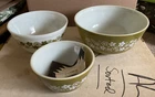 Vintage Pyrex - Spring Blossom Green 3-piece Bowl Set - Stock #300-1 NEW IN BOX