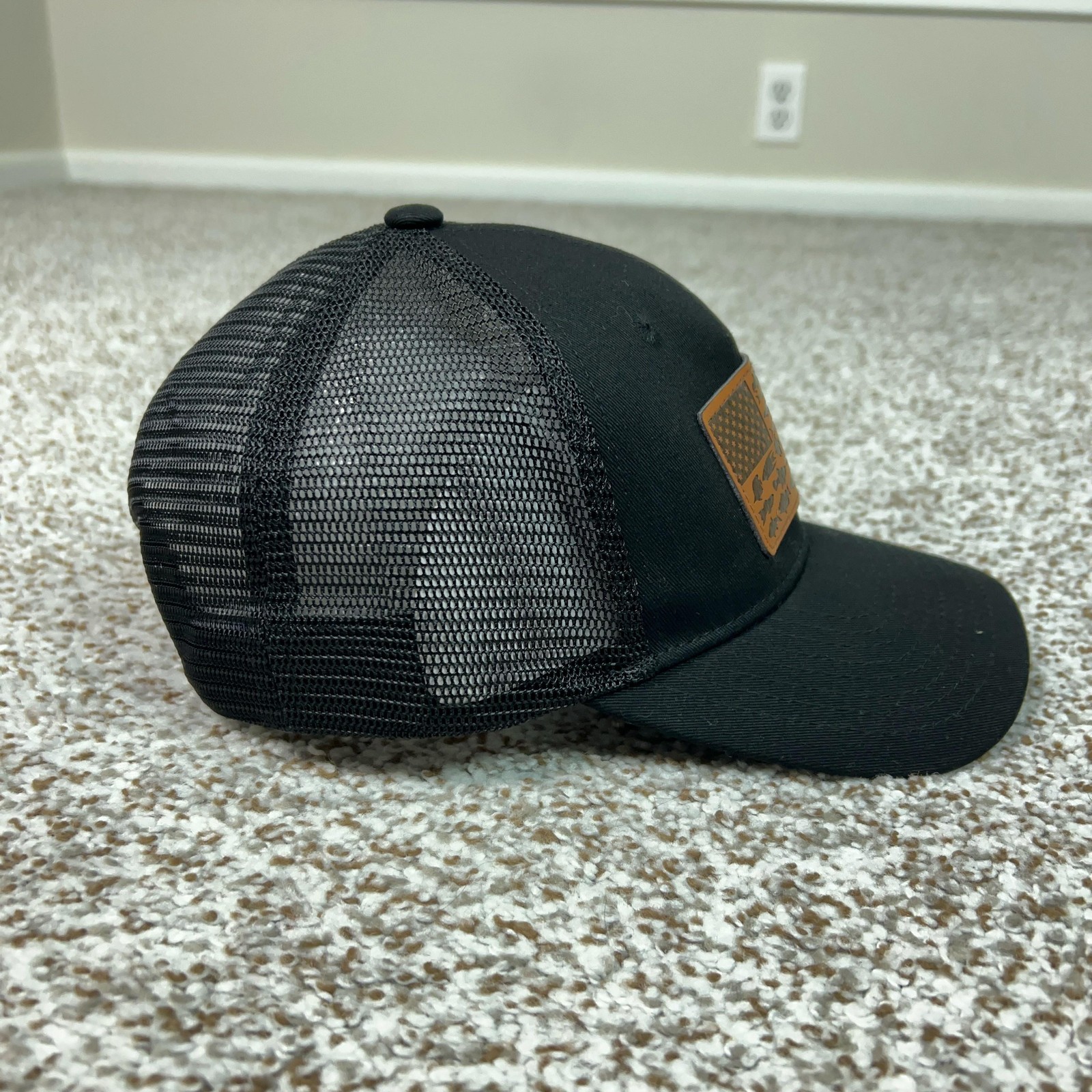 American Flag Fish Leather Patch Hat Cap Snap Bac… - image 4