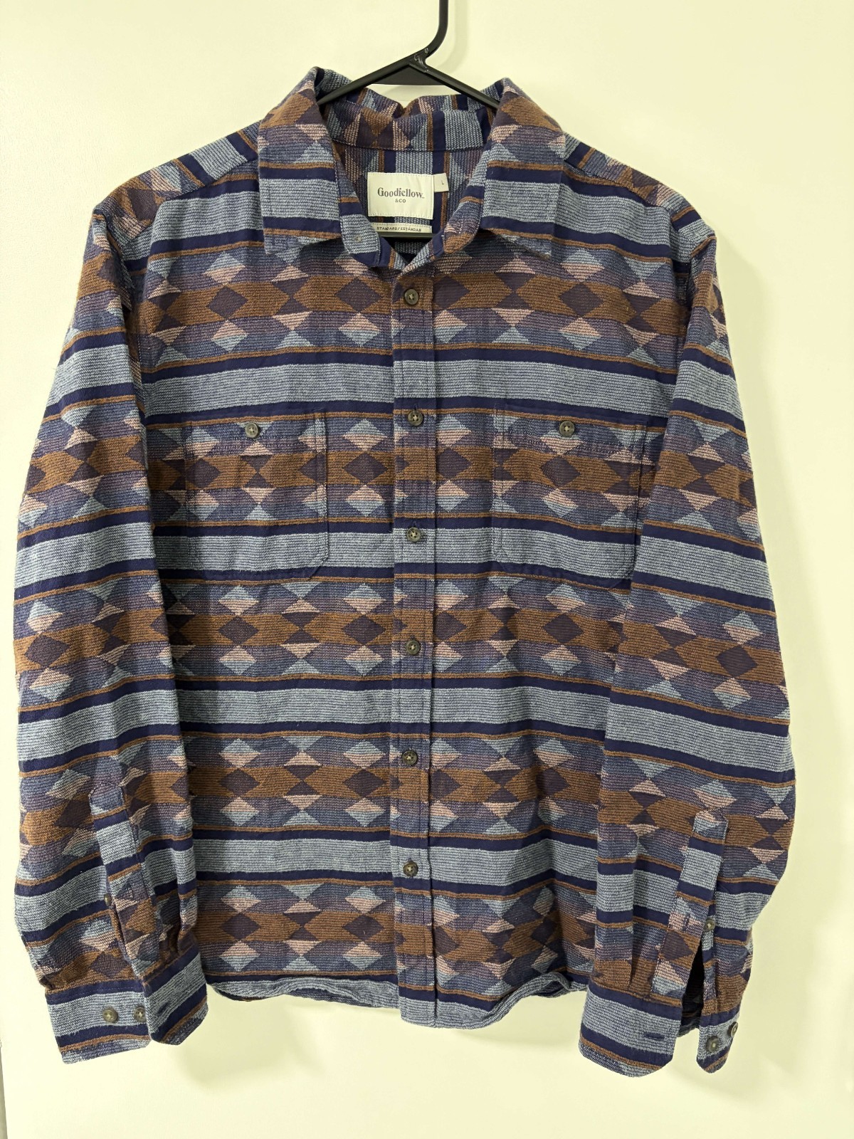 Goodfellow Men's Size L Patterned Button Down Shi… - image 1