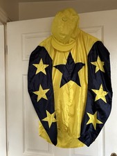 Genuine Vintage Horse Racing raceworn jockey silks & Hat Cover Set