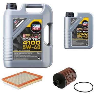 FEBI Inspektionspaket 6L LIQUI MOLY Top Tec 4100 5W-40 für Opel Astra J Caravan