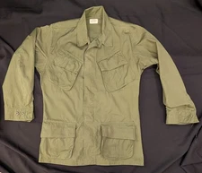 Vtg 1968 Vietnam OG 107 Jungle Jacket Coat Tropical Poplin Slant Pocket Rip Stop