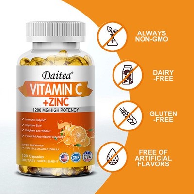 Liposomales Vitamin C + Zink Absorption Vit C Immun Supplements 1200mg Kollagen