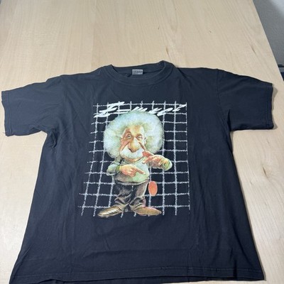 Rare Top Shirt Brand ALBERT EINSTEIN SUBLIMATION Large Black Short Sleeve E=mc