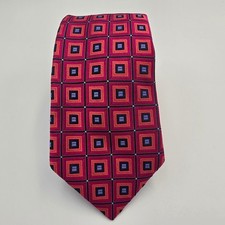Ted Baker London Silk Necktie Tie Geometric Pink Blue Made in USA Men Designer