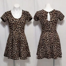 Rue21 Leopard Print Fit & Flare Flowy Mini Dress Medium Y2K Trendy Casual