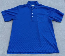 Men's Donald Ross Shirt Golf/Polo-Size Large Blue/White Polka Dots-Rare Pattern!