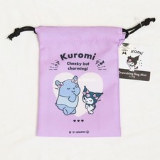 Kuromi Baku Mini Drawstring Bag Kinchaku Pouch Sanrio Characters Diaso Japan