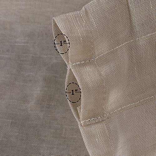 Elegant Linen French Door Curtains Light Filtering Curtain Panels Rod Pocket Li - Picture 5 of 6