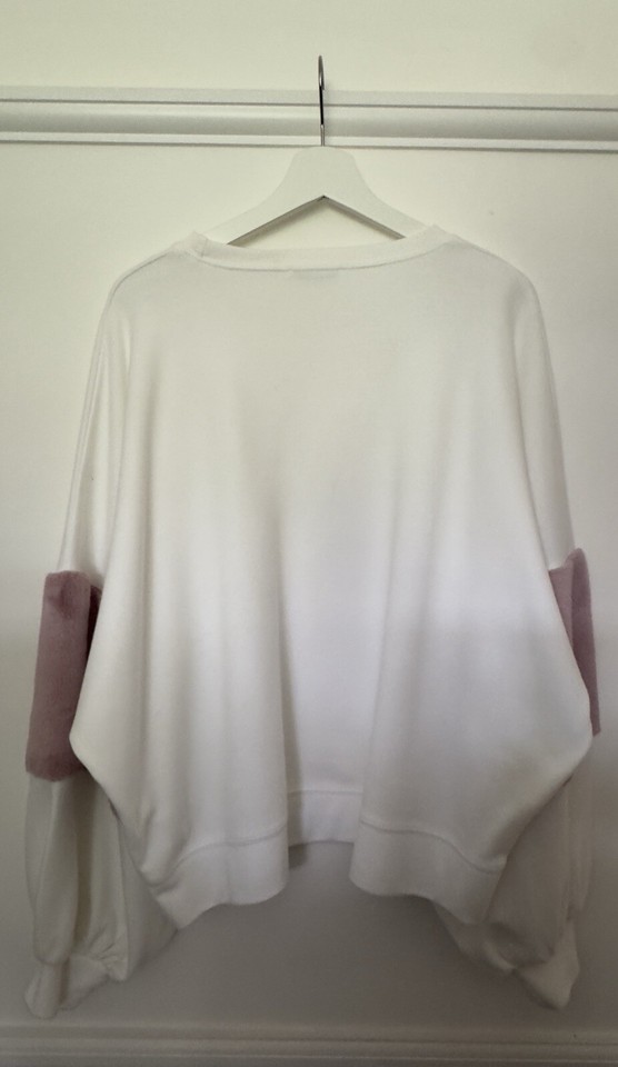 Zara Jumper White Pink Faux Fur Medium eBay