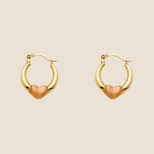 14k 2T Heart Hoop Earrings