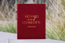 Wedding photo album with names, guest book with pockets for instant pictures