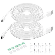 2-Pack 20FT Flat Power Extension Cable for Wyze & Blink Mini Security Cameras