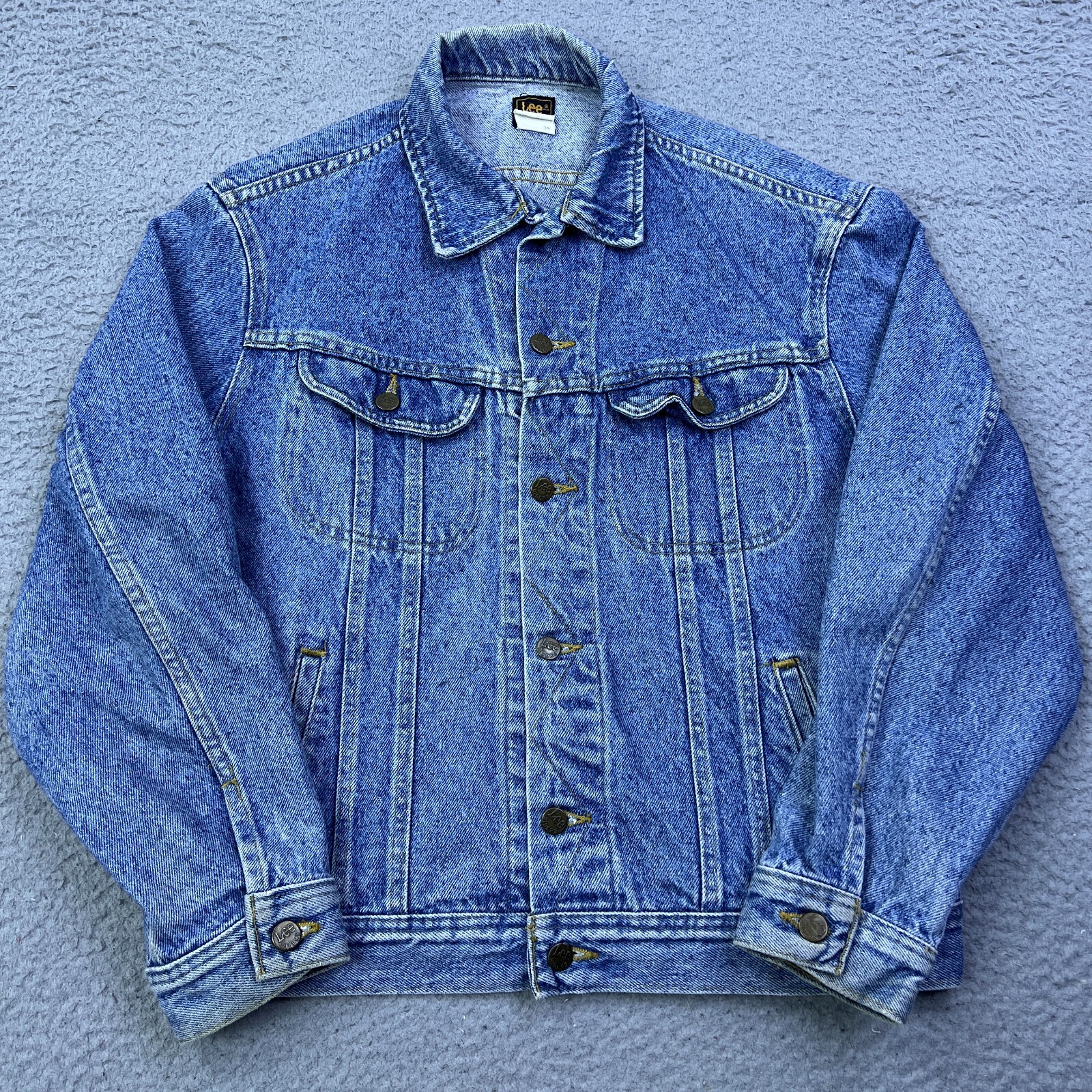VTG 80s 90s Lee Denim Trucker Jacket USA Made Blue Jean Button Up Size 39 M