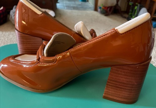 VTG Antonio Melani Hale Patent Leather Square Toe Heeled Loafers Size 7.5, NWOB - Picture 14 of 15