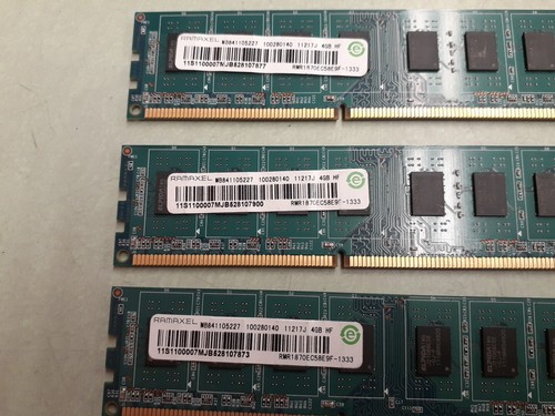 Ramaxel 12GB (3x4GB) PC3-10600U DDR3 1333 Desktop RAM RMR1870EC58E9F-1333 0140 - Picture 2 of 3