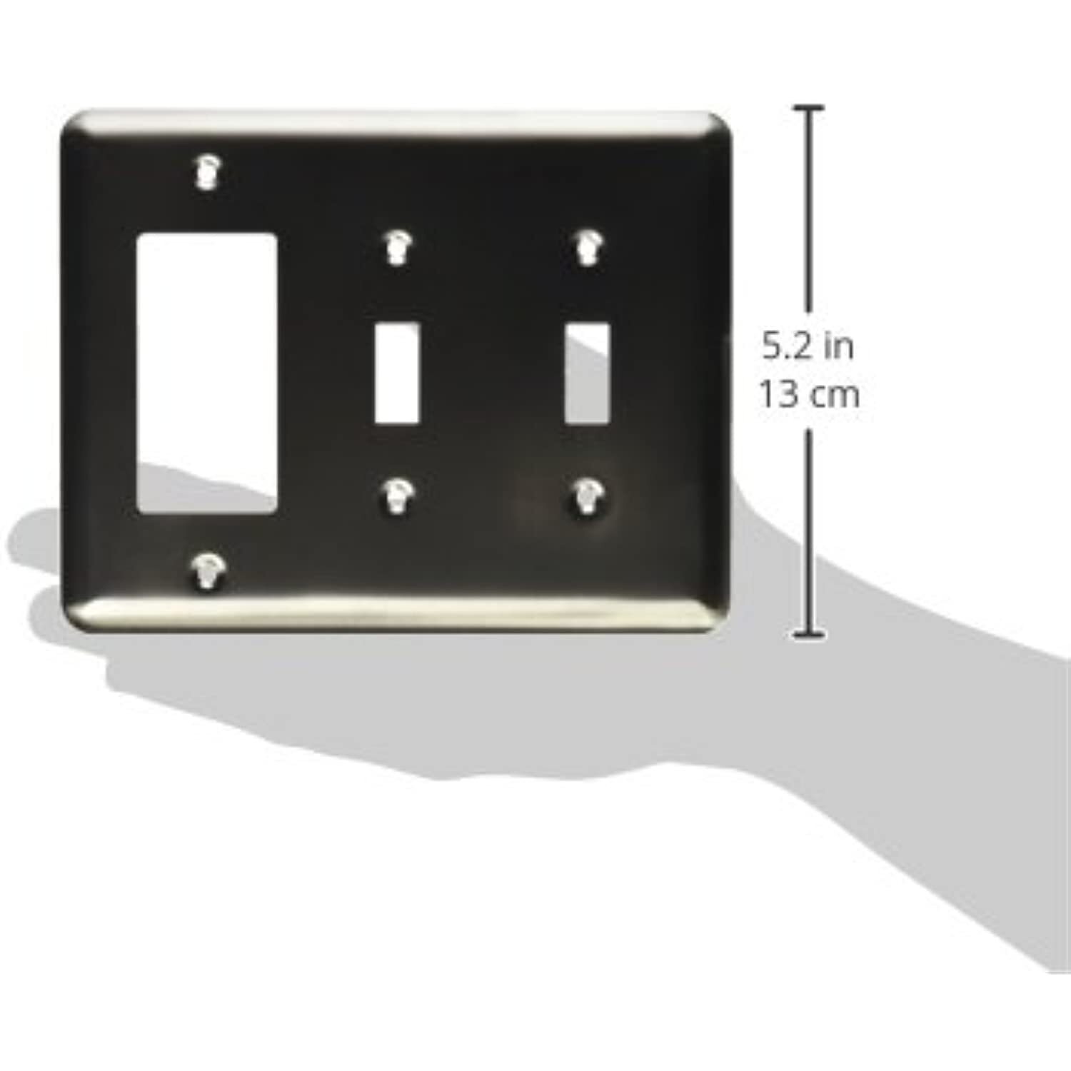 Amerelle Devon Round Corner Double Toggle/Single Rocker Steel Wallplate in