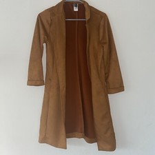 Women's Brown Suede Longline Blazer Coat, Jacket Size S, Windsor Brand
