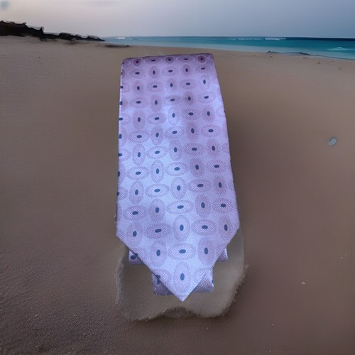 Cravatta da uomo 100% seta made in China cravatta collo Londra rosa e nero rotondi - Foto 9 di 9