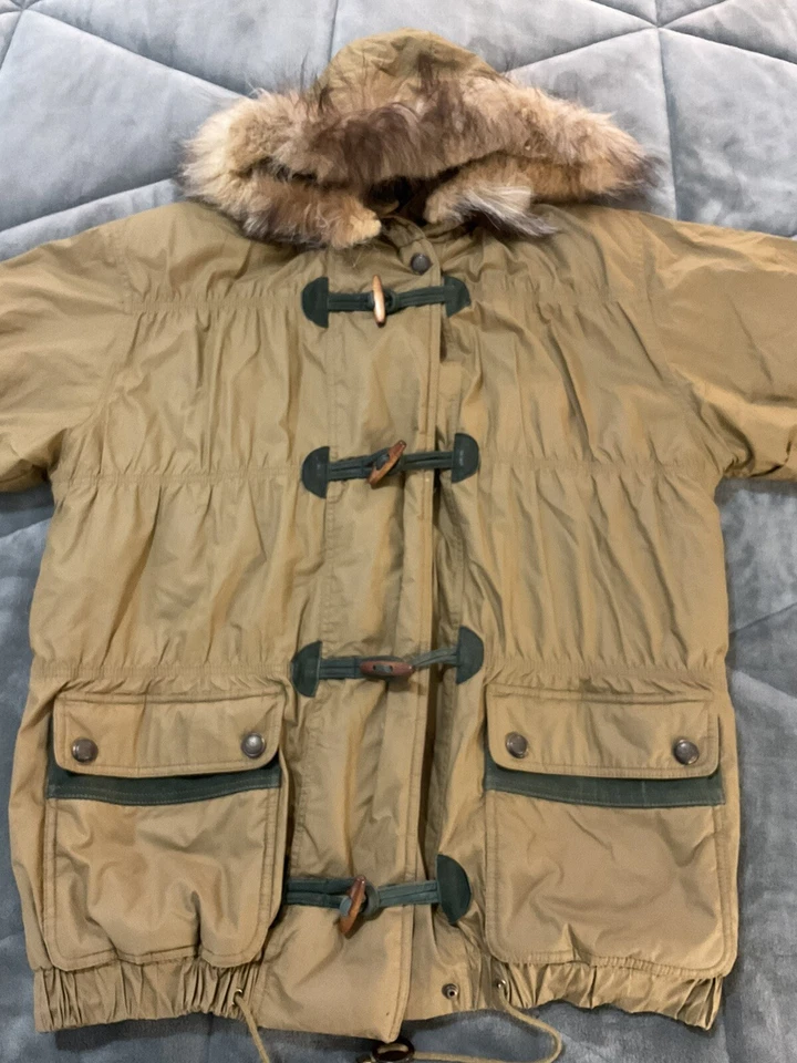 East West 毛皮连帽隔热冬季夹克外套女式中号复古 — 第 4/4 张图片