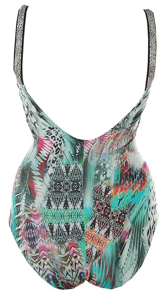 Class International Damen Bauchweg Badeanzug Wickel Optik Bunt 44 Cup B J1725 - Bild 2 von 2