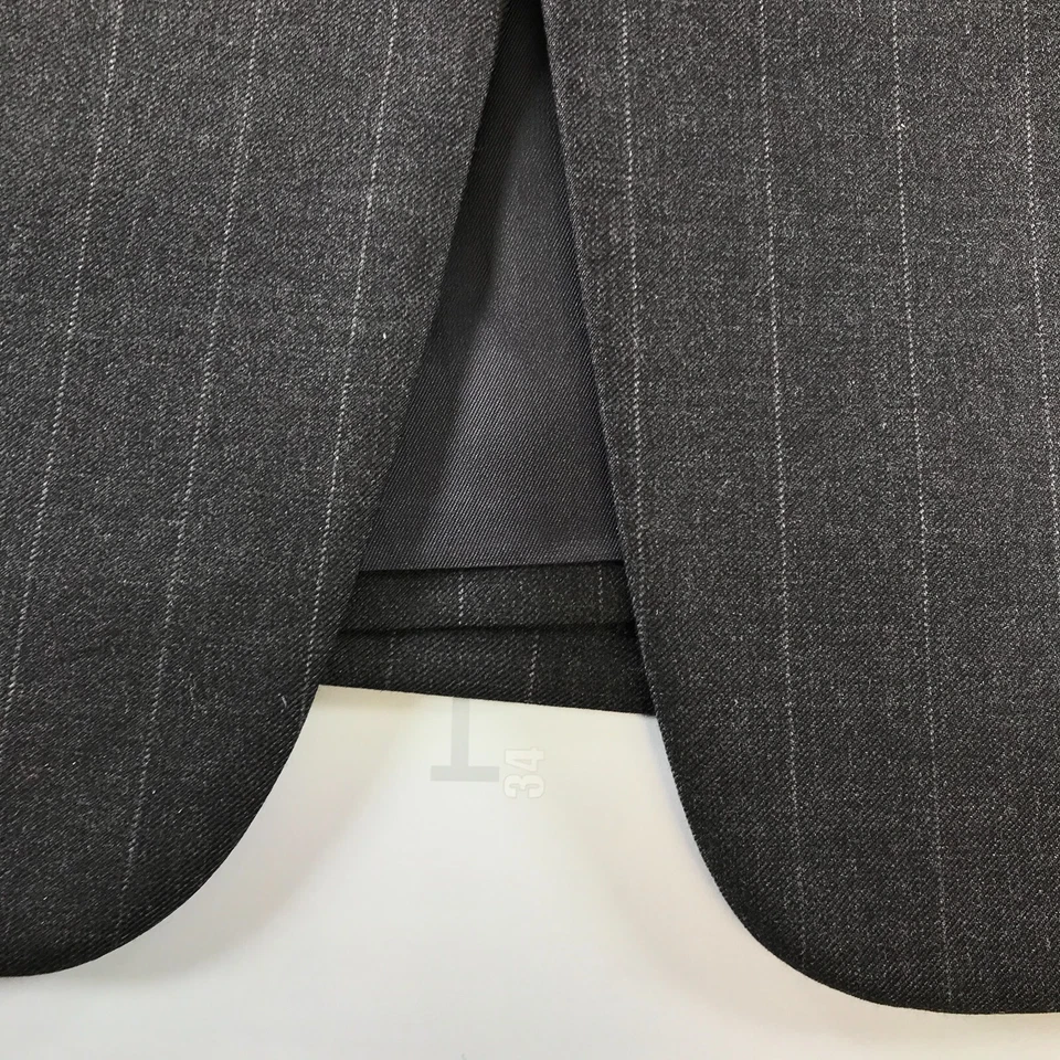 Traje Hickey-Freeman Para Hombre 44L 36x29 Pantalones Loro Piana 120s Lana Carbón Rayas Foto 3 de 4