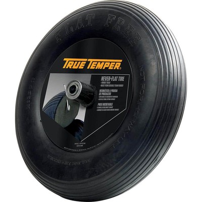 True Temper Replacement Wheels 15.5''Wx6''L Wheelbarrow Front Solid Flat Free Tire