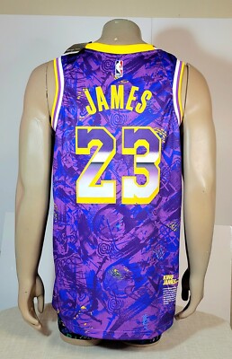 NIKE Jersey Lebron James MVP Large Mens Purple Gold LA Lakers ROY