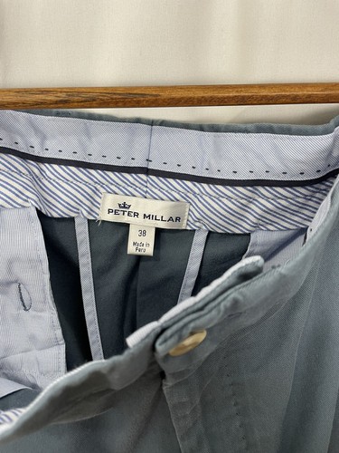 Peter Millar Blu Soft Touch Twill Pima Cotone Spandex Golf 8 in Pantaloncini Uomo 38 - Foto 3 di 5