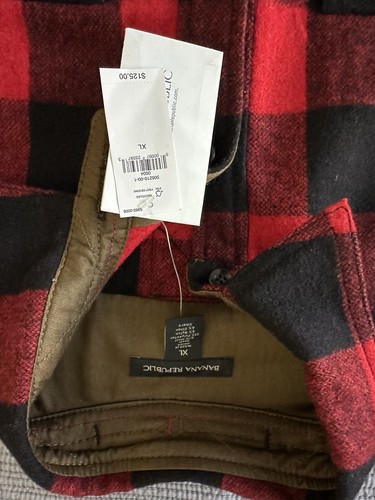 Banana Republic Brand New Logan Red Plaid Shirt Jacket XL - Picture 3 of 6