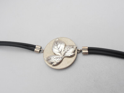 Cozzi Gioielli Armband 925 Silber Gummi Efeublatt Glücksbringer Länge 15-28 cm