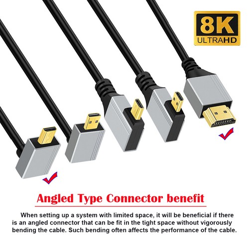 CY Ultra Thin Micro HDMI 2.1 Cable 8K 4K Slim Cord Type-A to Type-D for HDTV - Picture 2 of 11