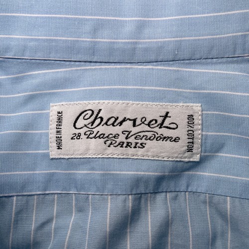 Charvet Paris Dress Shirt Mens Large Powder Blue Pin Stripes Formal France 2005 - Picture 7 of 8