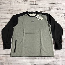 New Adidas Gray Black Team Crew Neck Sweater Primegreen Men's Size Large