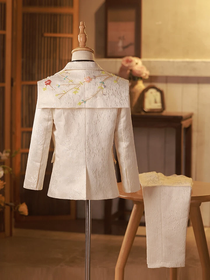 Boys' suit, flower boy dress,handmade embroidered Catwalk piano performance suit - Imagem 3 de 4