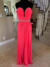 NWT FLAMINGO PINK LA FEMME PROM/PAGEANT/FORMAL DRESS/GOWN 19671 SIZE 0